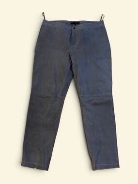 Cassis genuine leather pants, straight leg charcoal grey size 6 fit bigger